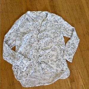 Michael Stars Leo button up 100% cotton blouse floral print